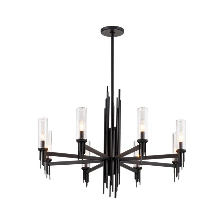 Torres 36'' Matte Black Modern Linear Crystal Chandelier