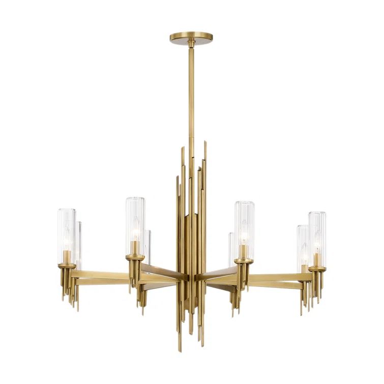 Vintage Brass and Crystal 36" Linear Chandelier