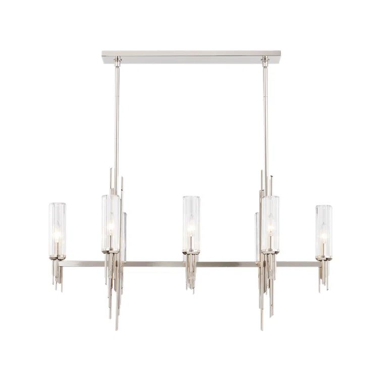 Alora Remy 12" Polished Nickel Pendant Light with Ribbed Glass
