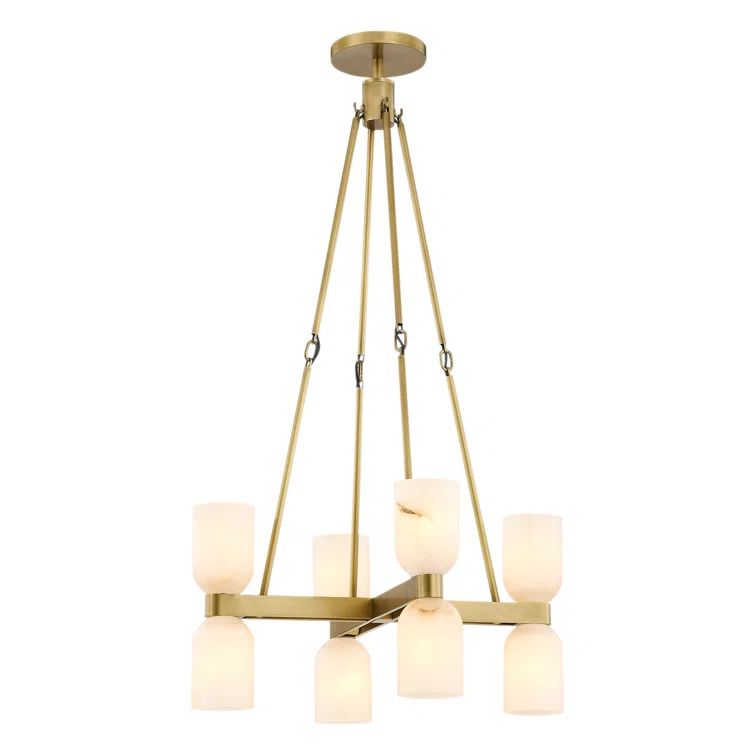 Lucian Vintage Brass & Crystal 8-Light Modern Linear Chandelier
