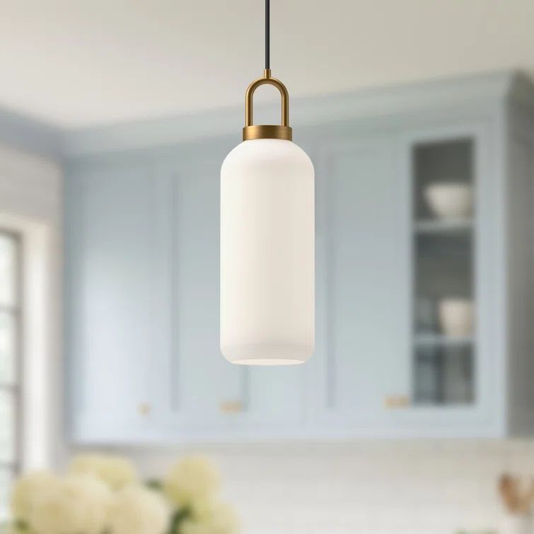 Aged Gold and Opal Matte Glass Mini Pendant Light