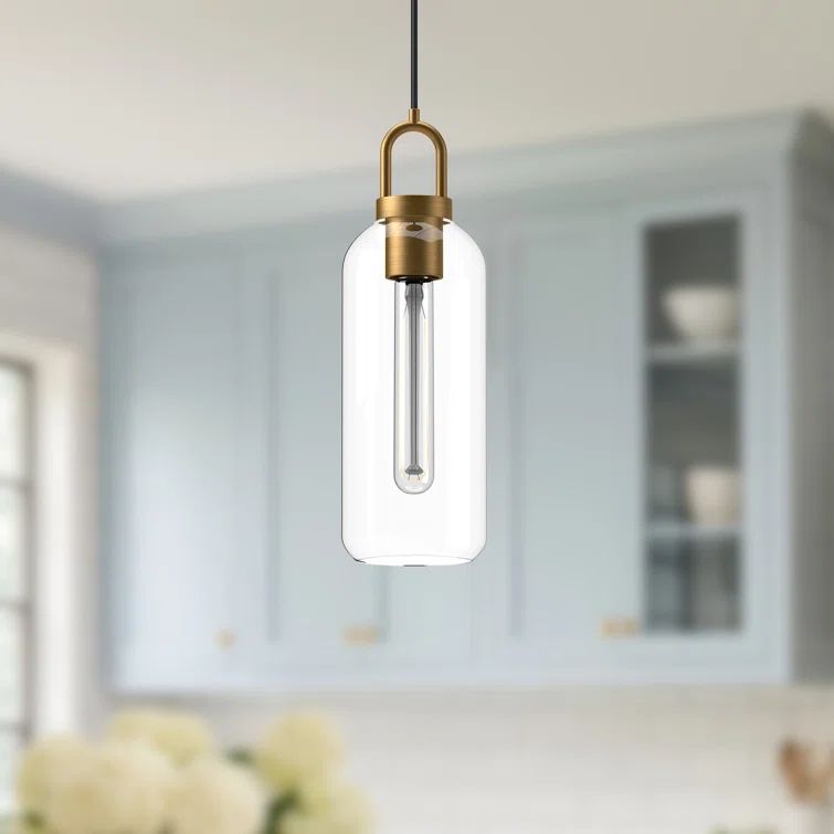 Aged Gold Mini Pendant Light with Clear Glass Shade