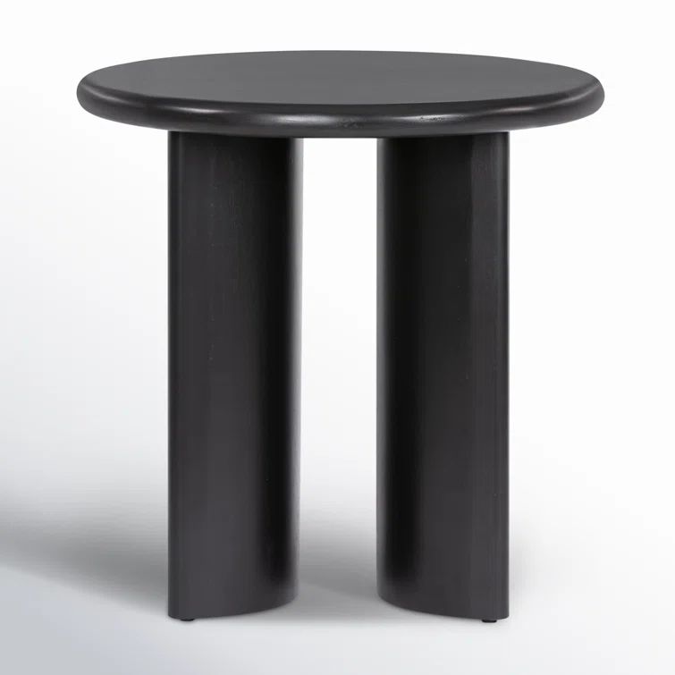 Aged Black Acacia Round Solid Wood End Table