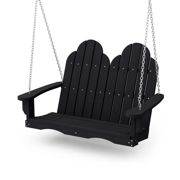 Classic Black Poly Lumber Adirondack Porch Swing