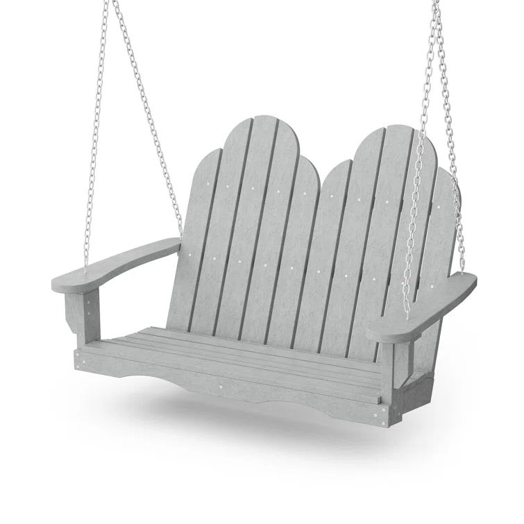 Classic Light Gray HDPE 2-Person Adirondack Porch Swing