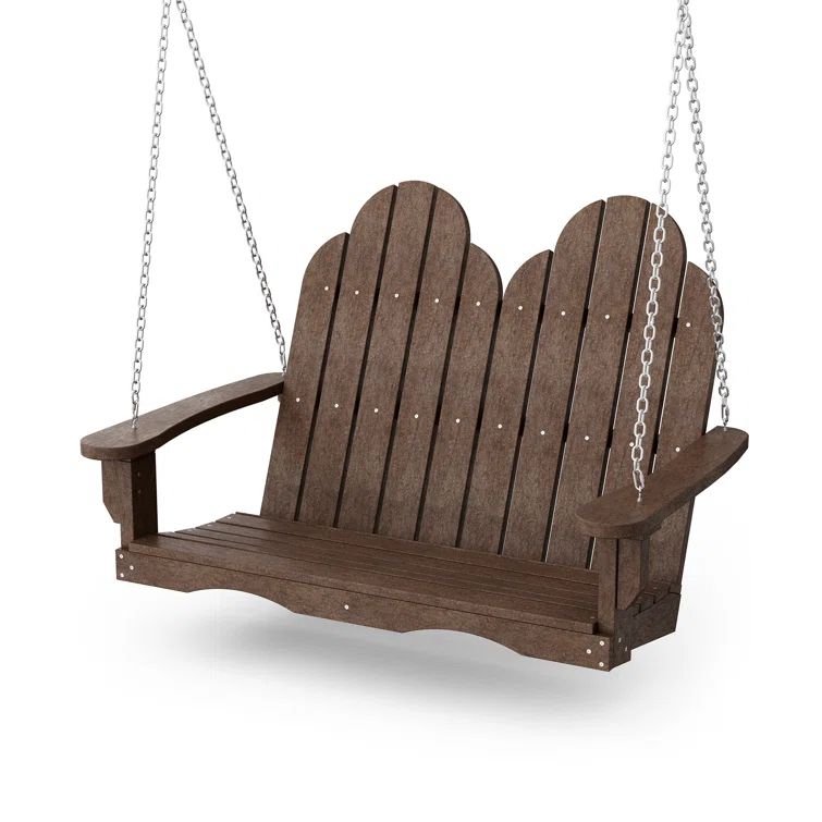 Classic Tudor Brown HDPE Adirondack Porch Swing