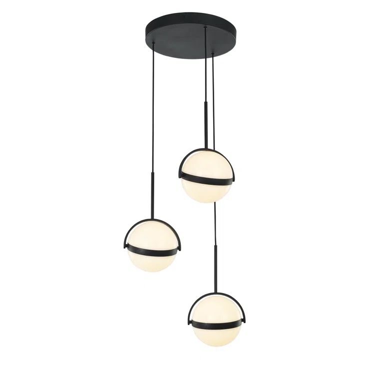Globo Matte Black 3-Light LED & Incandescent Globe Pendant