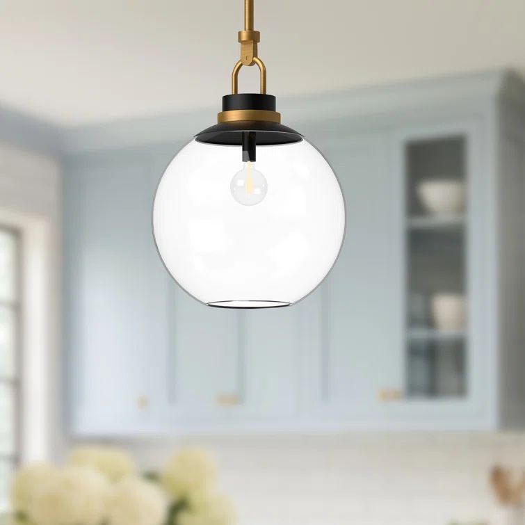 Copperfield Aged Gold Globe Pendant with Clear Glass Shade