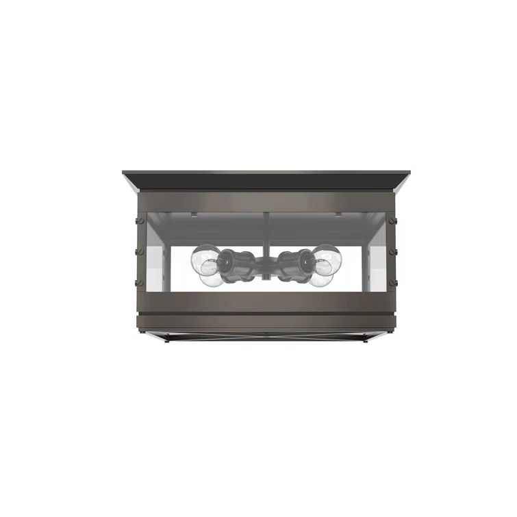 Douglas 18" Urban Bronze Glass Flush Mount Light