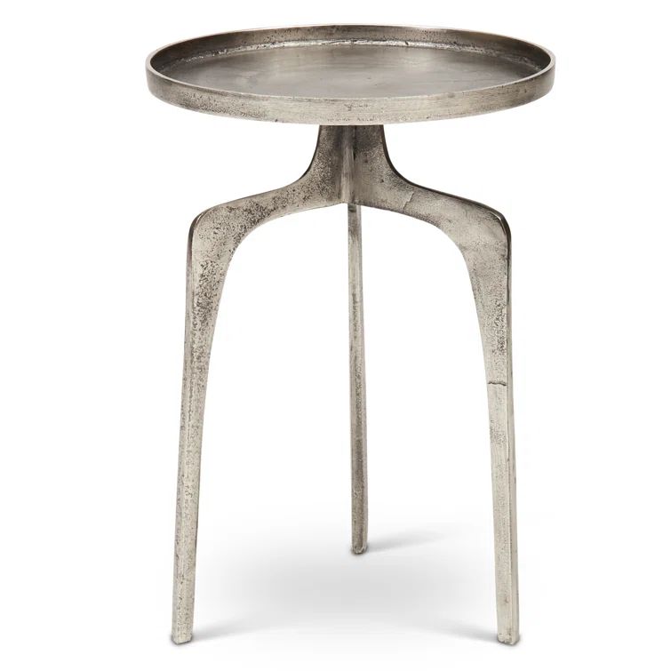 Antique Silver Round Aluminum Side Table with Spider Base