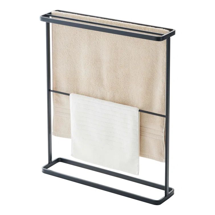 Black Steel Slim Portable Bath Towel Hanger