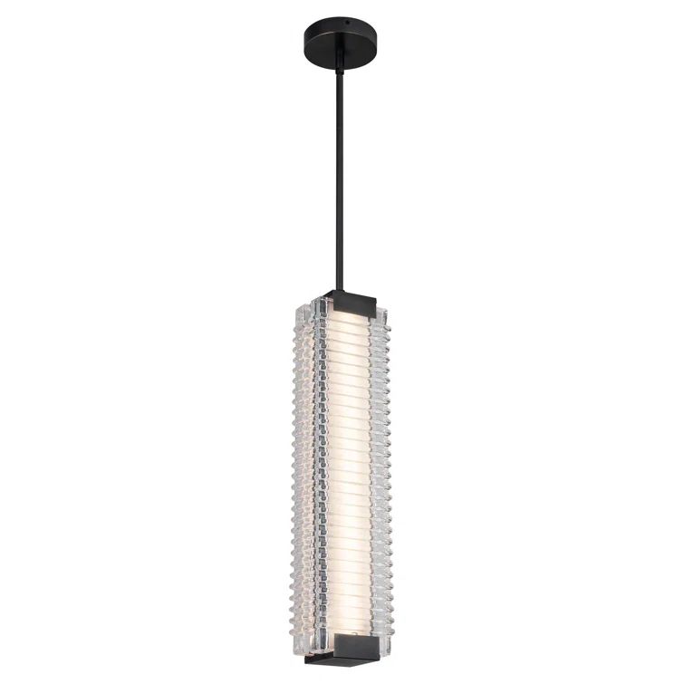 Urban Bronze Ribbed Glass LED Pendant Light