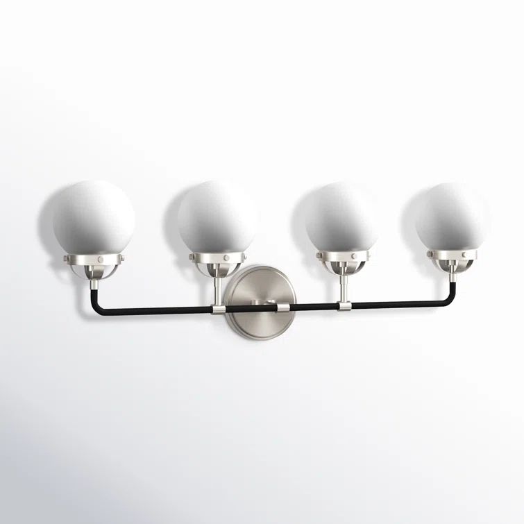 Midnight Black and Brushed Nickel 4-Light Vanity with Etched Glass