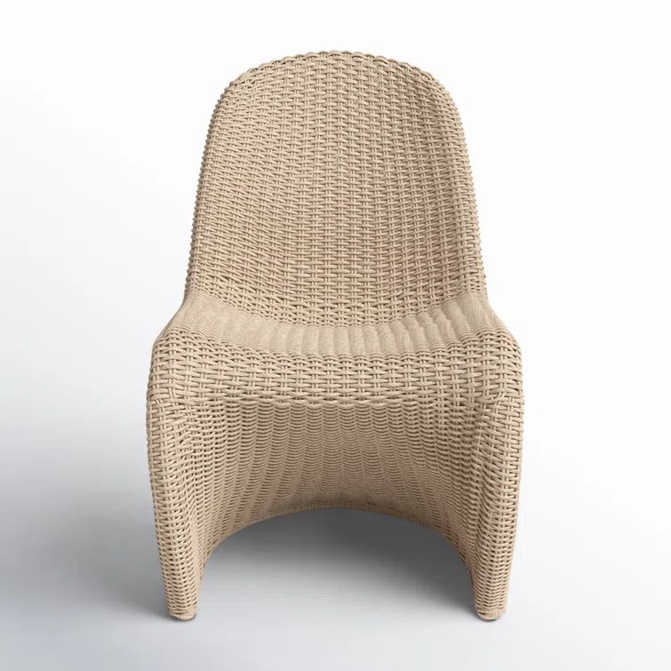 Vintage White Handwoven Wicker Outdoor Dining Chair