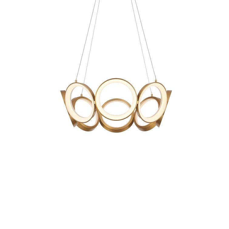Oros Antique Brass LED Chandelier with Translucent Acrylic Diffusers