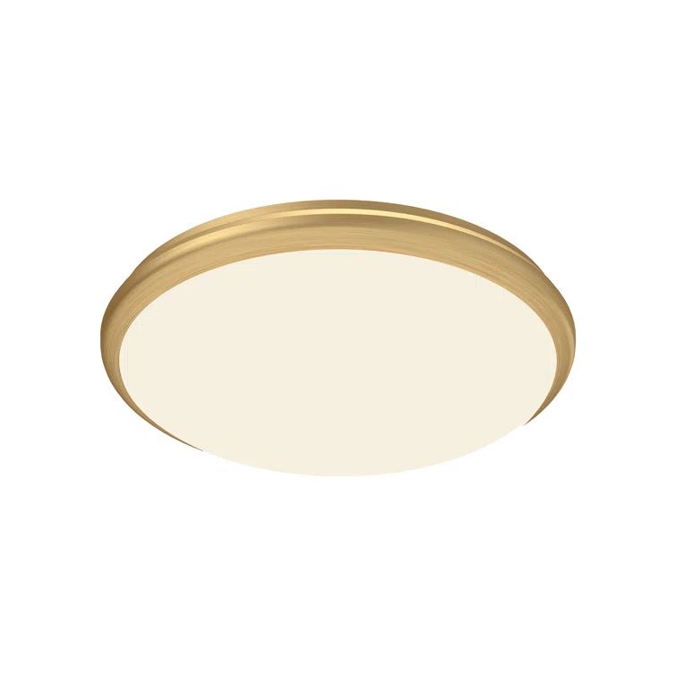 Malta Brushed Gold Circular LED Flush Mount with Opal White Glass