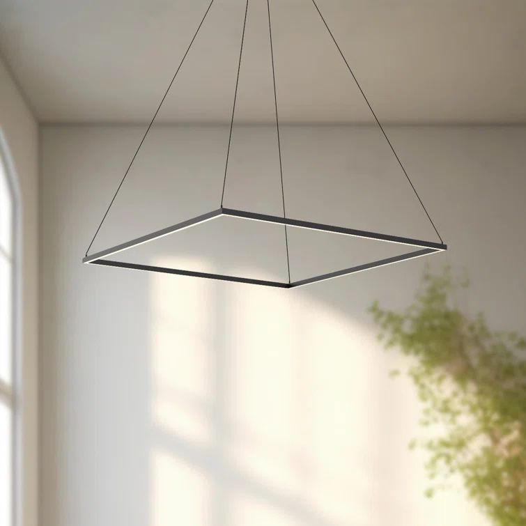 Piazza Sleek Black Aluminum LED Island Pendant Light