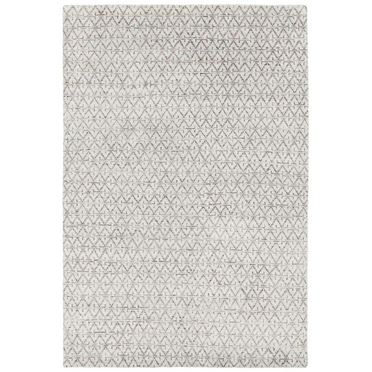 Gray Geometric Hand-Knotted Wool 5' x 7' Rug