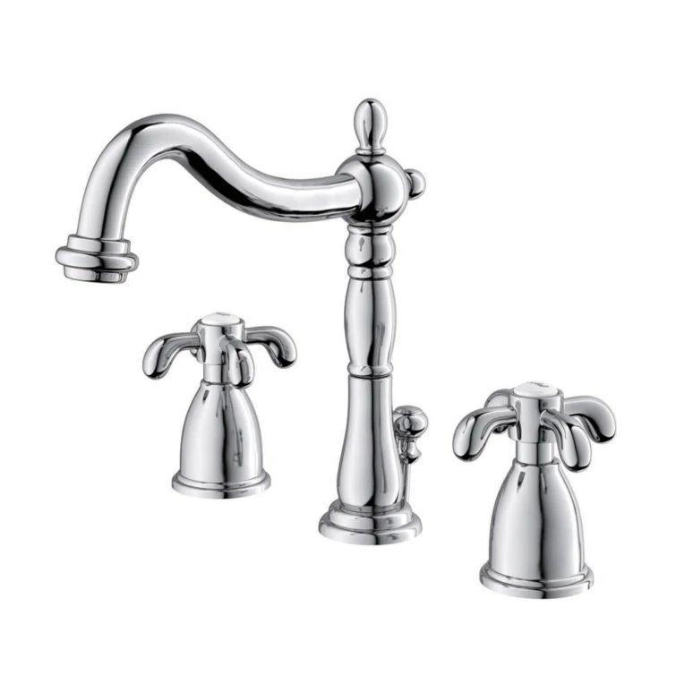 French Country Polished Chrome 8" Widespread Bathroom Faucet