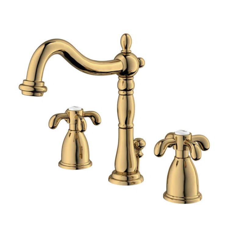 Polished Brass French Country Widespread Bathroom Faucet
