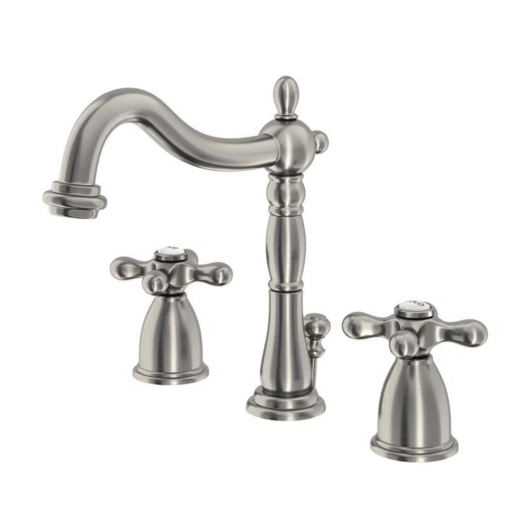 Elegant Matte Black Heritage Widespread Bathroom Faucet with Nickel Finish
