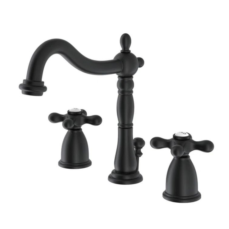 Heritage Matte Black Brass 8" Widespread Bathroom Faucet