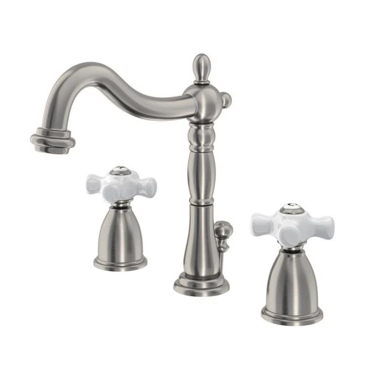 Heritage Polished Nickel Widespread Bathroom Faucet with Drain