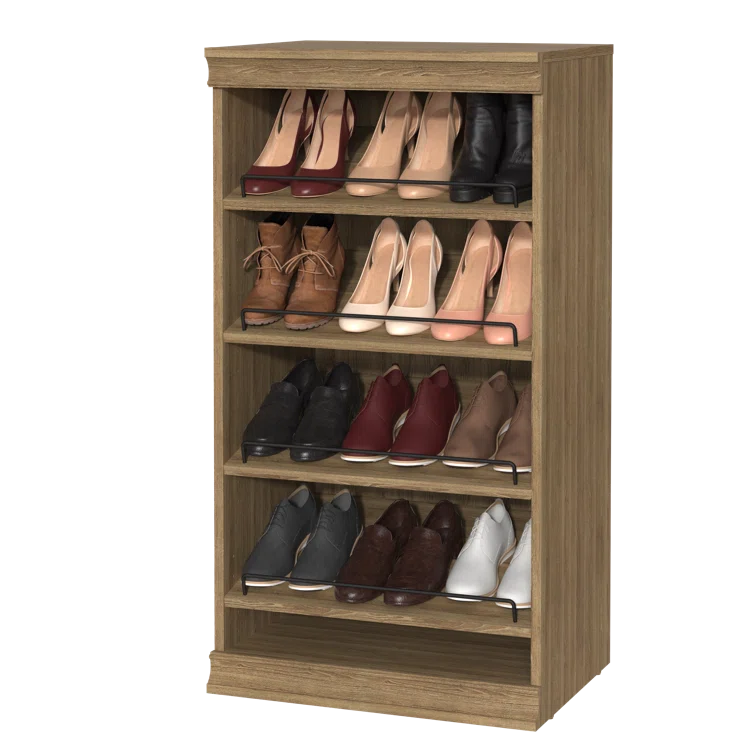 Sand Stackable Wood and Metal Shoe Shelf Unit