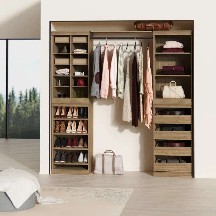 Honey Sand Modular Storage Shelf and Closet Rod Kit