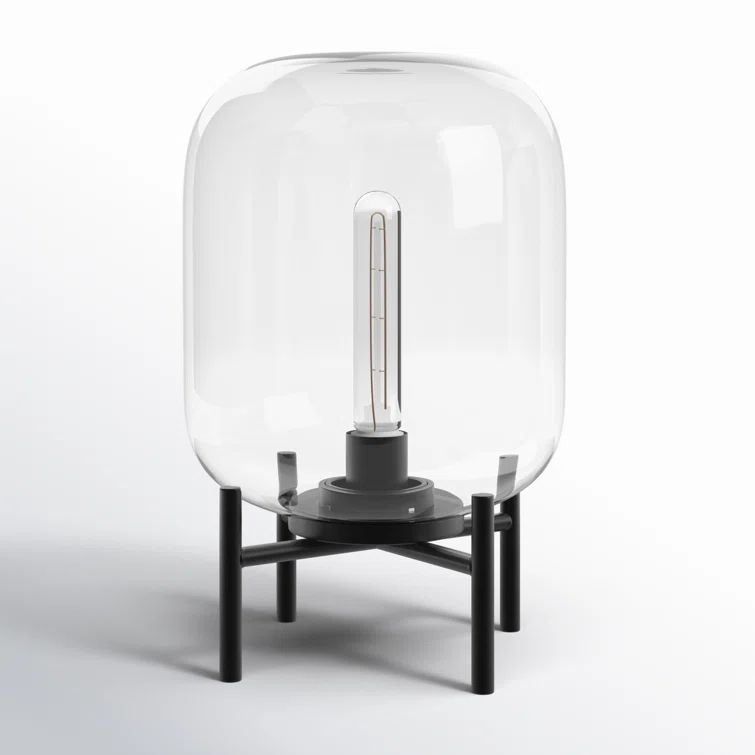 Edison Bronze 15" Industrial Glass Globe Table Lamp
