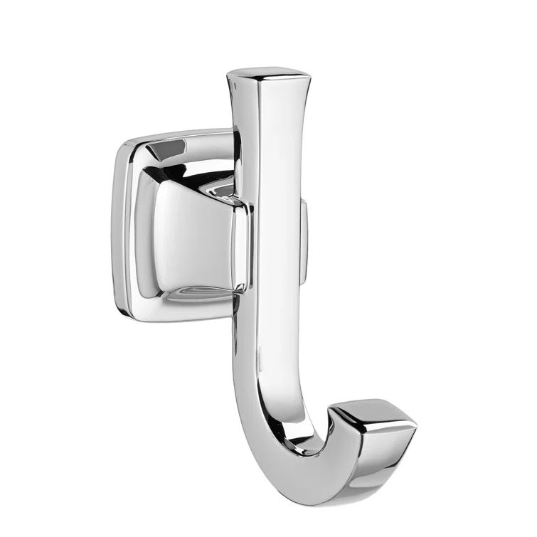 Polished Chrome Double Robe Hook with Structured Design