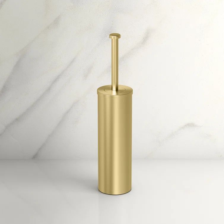 Gold Stainless Steel Freestanding Toilet Brush and Holder Set