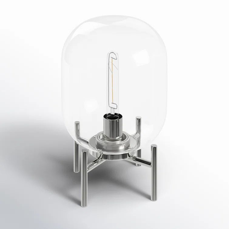 Edison Silver Nickel Finish Globe Glass Table Lamp