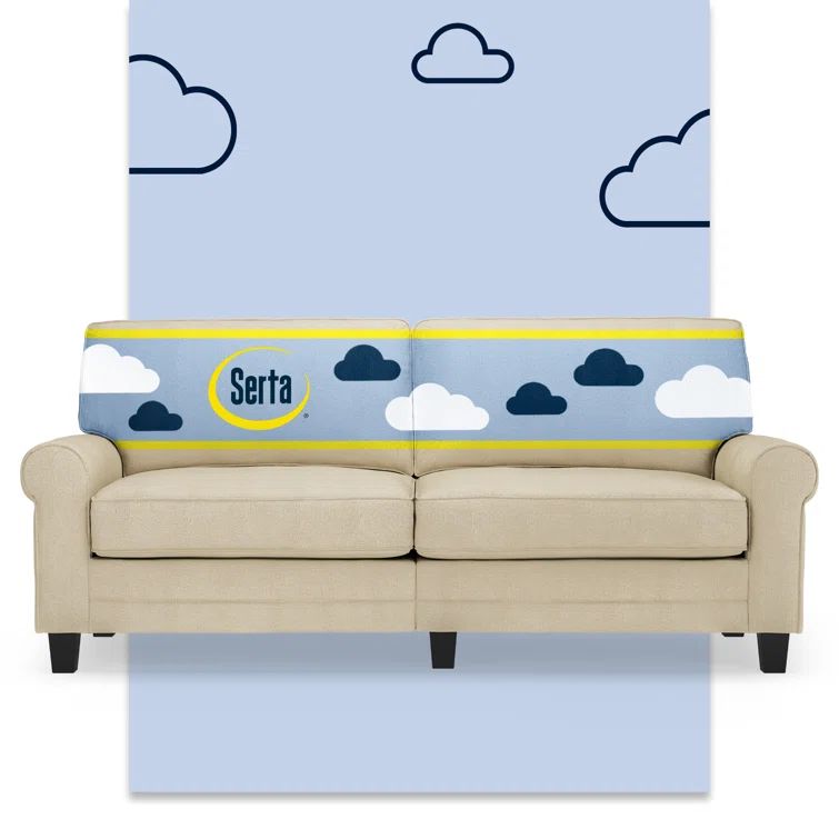Beige Rolled Arm Polyester Sofa with Soft Pillow Back