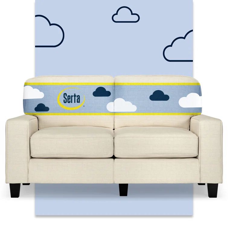 Buttercream Fabric Track Arm Loveseat with Removable Cushions