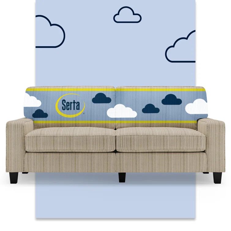 Beige Linen 78" Sofa with Removable Cushions