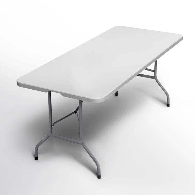 Gray Plastic Folding Table with Steel Frame for Indoor/Outdoor Use