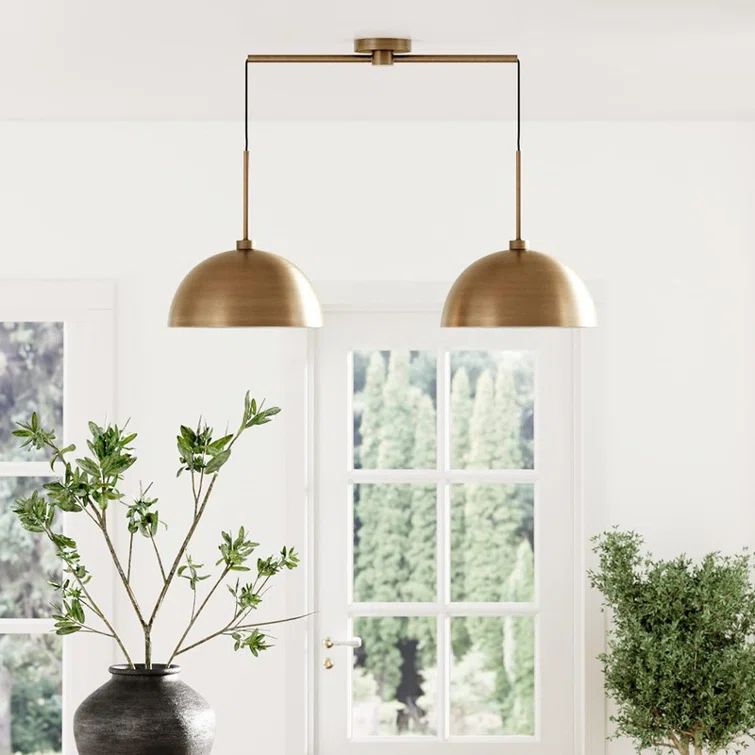 Percy Brass 2-Light Modern Island Pendant Fixture