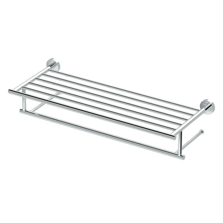 Polished Chrome 24" Wall Mounted Towel Rack with Bar