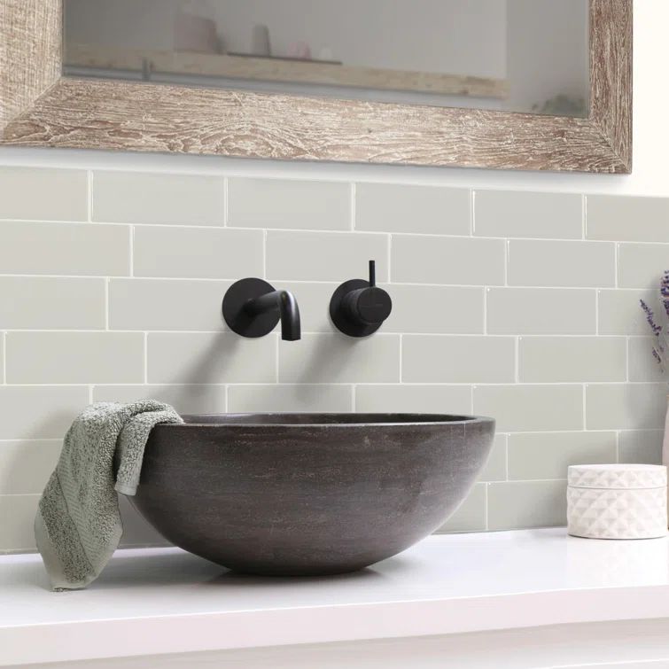 Metro Cassandra Light Gray Glossy Peel and Stick Vinyl Wall Tile