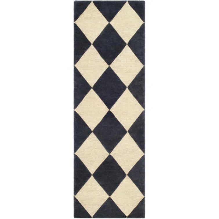 Isaac Black and Beige Wool Tufted Runner Rug