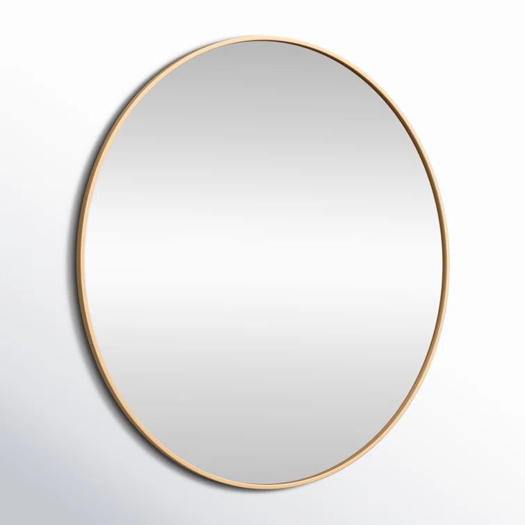 Sabine Brass Metal Round Wall Mirror, 32"