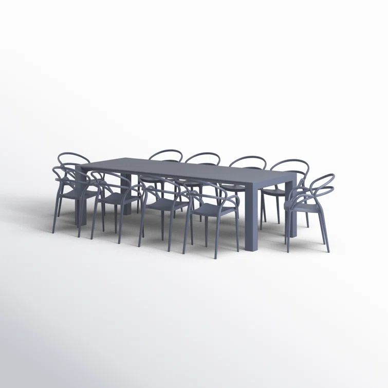 Mila Dark Gray Extendable 11-Piece Outdoor Dining Set
