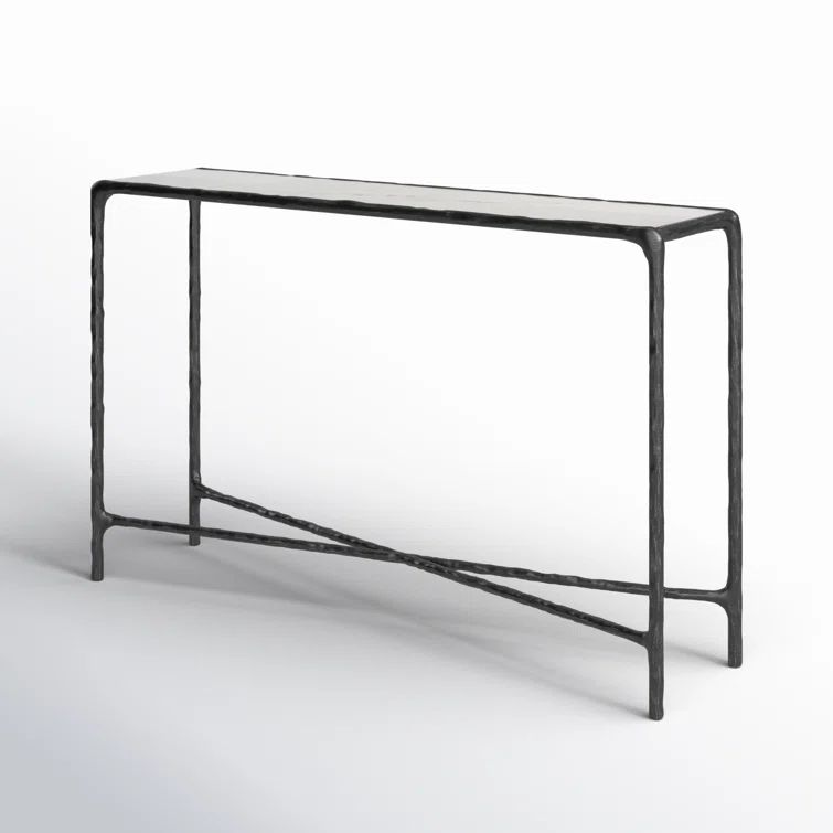Evelynn Luxe 48'' Black Metal and White Marble Console Table