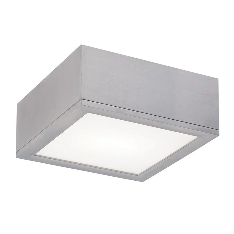 Sleek Square Brushed Aluminum 10" LED Flush Mount for Indoor/Outdoor