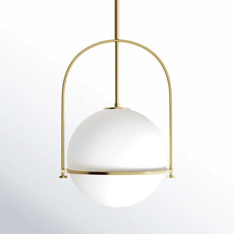 Heritage Brass Etched Opal Glass Globe Pendant Light