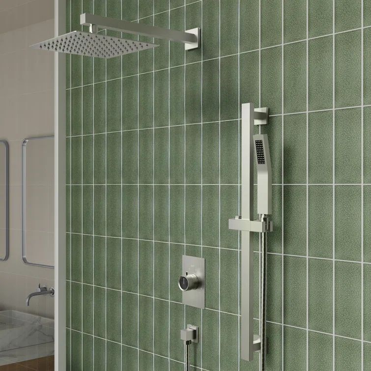 10" Brushed Nickel Adjustable Rainfall Shower System with Handheld