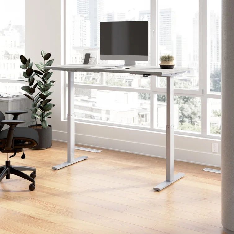 Elevate 60" Platinum Gray Electric Sit/Stand Desk with Keyboard Tray