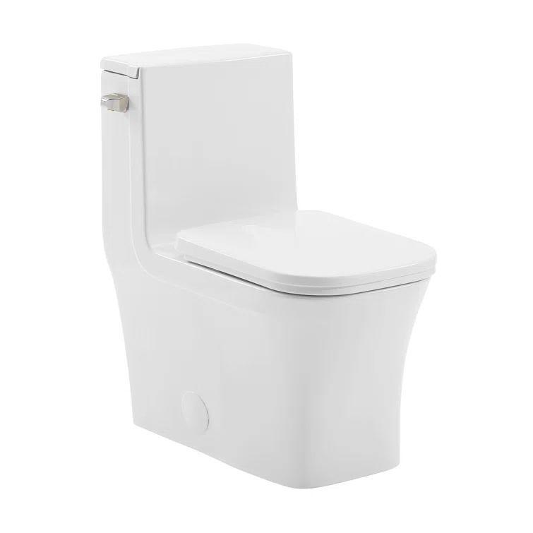 Glossy White Elongated One-Piece High Efficiency Toilet