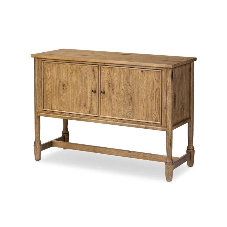 Weathered Oak Veneer Sideboard with Bronze Hardware